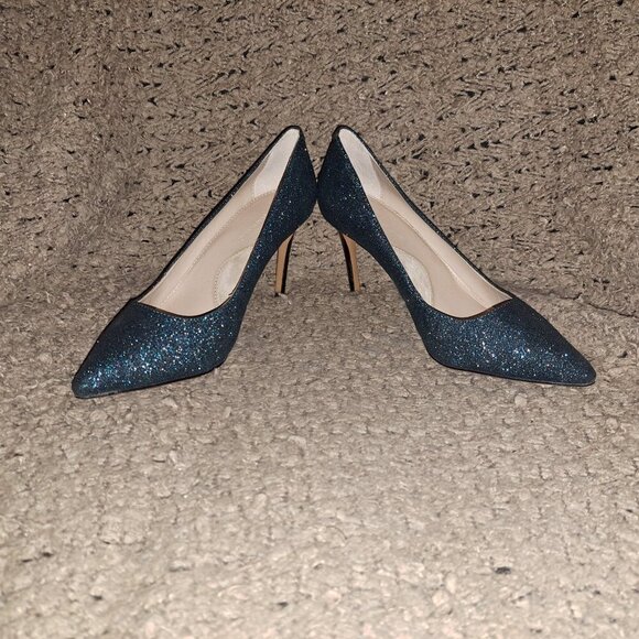 BANANA REPUBLIC-Madison 12 Hour Teal Glitter Pewter Point Toe Pump-SZ 6-NWOB - Picture 4 of 8